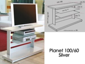 Porta tv con ruote planet 100 silver
